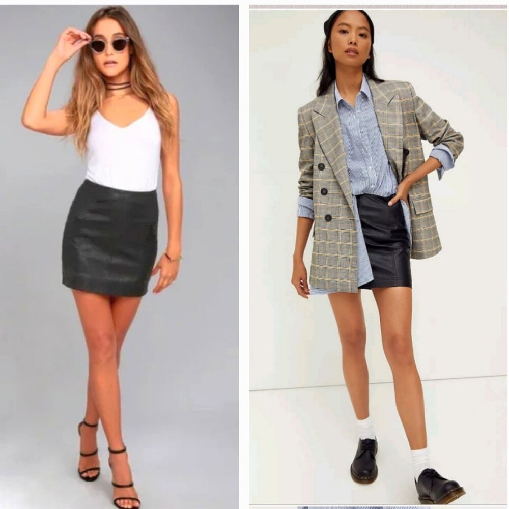Free People Modern Femme Vegan Leather Black Faux Leather Lined Mini Skirt S